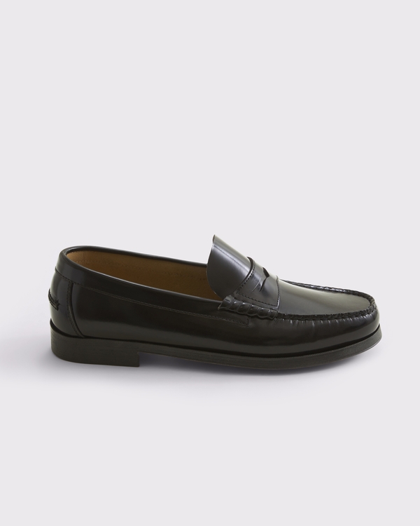 Leather Loafers, Black view 1