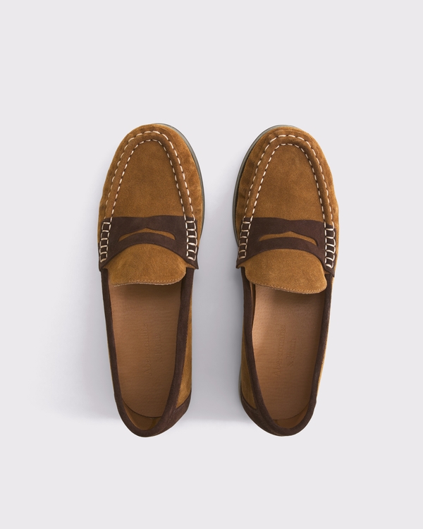 Suede Loafers, Brown And Tan view 2