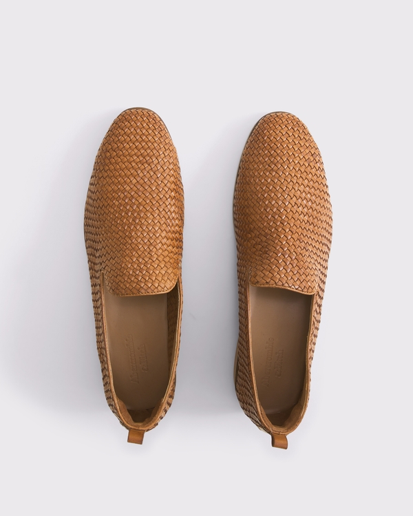 Woven Leather Loafers, Light Brown view 2