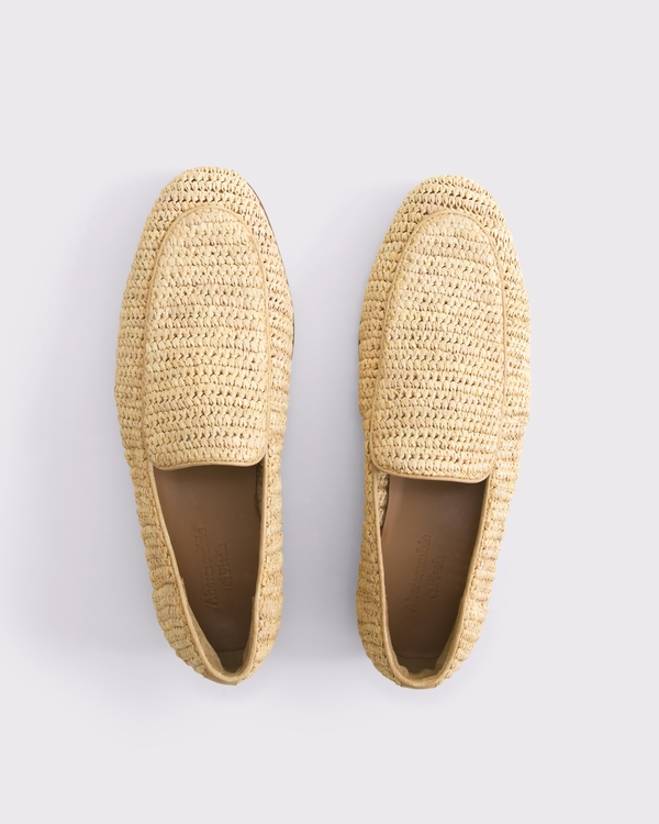 Woven Straw Loafers, Light Beige view 2
