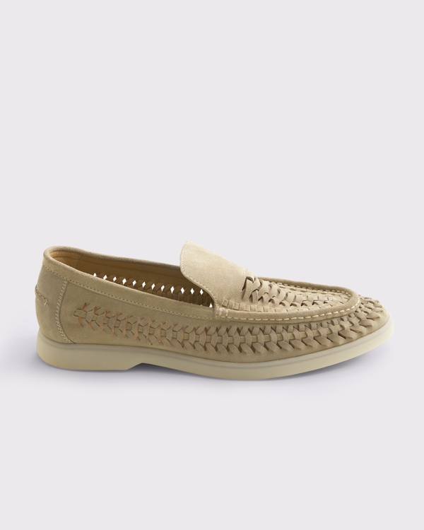 Woven Suede Loafers, Light Beige view 1