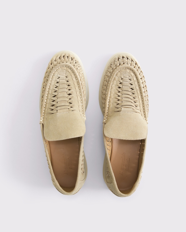 Woven Suede Loafers, Light Beige view 2