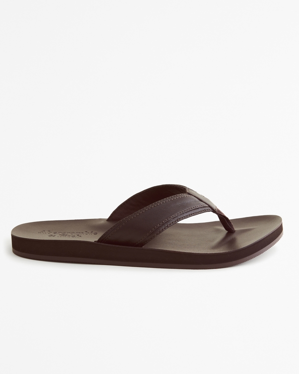 Leather Slide Sandals, Dark Brown view 1
