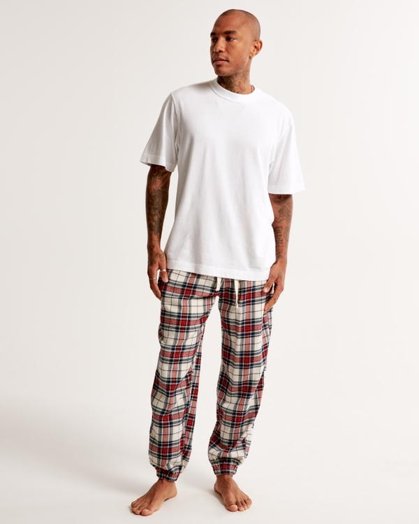 Flannel Sleep Jogger, White Plaid