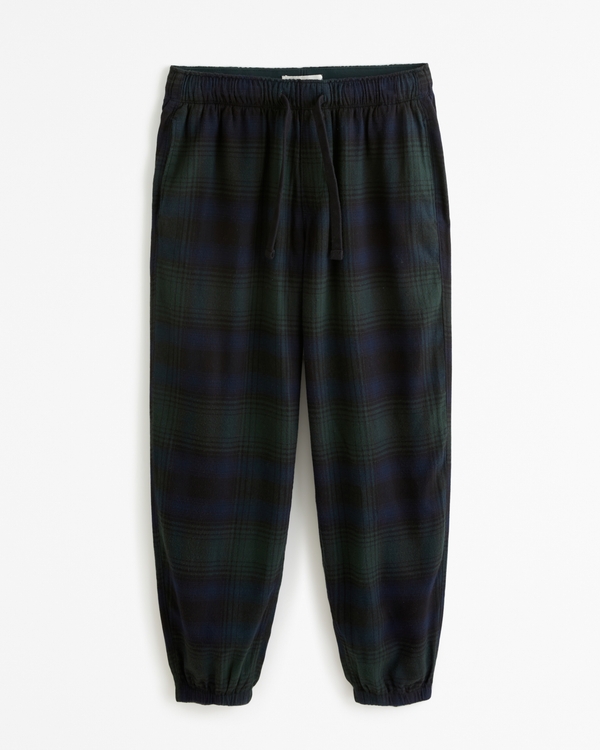 Flannel Sleep Jogger, Navy Blue And Green Plaid