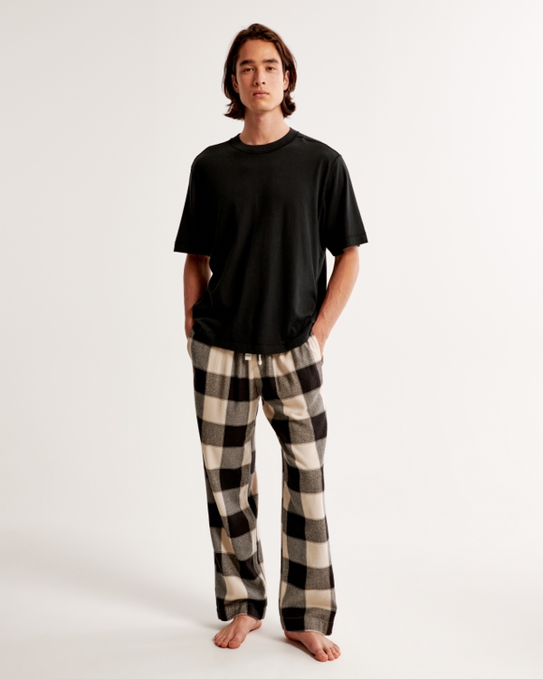 Flannel Sleep Pant, Black Check Pattern