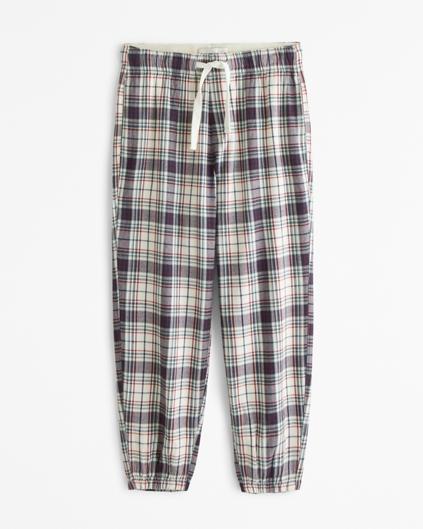 Flannel Sleep Jogger, Cream Plaid