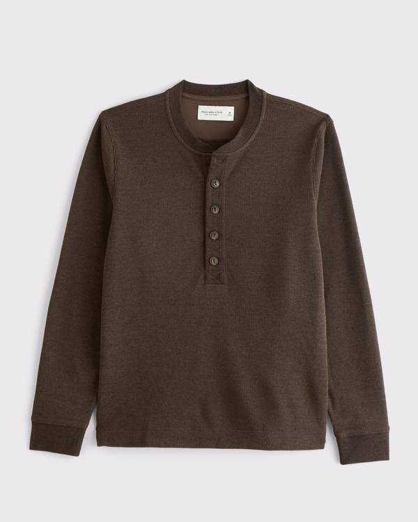 Waffle-Knit Lounge Top, Chocolate Brown view 1