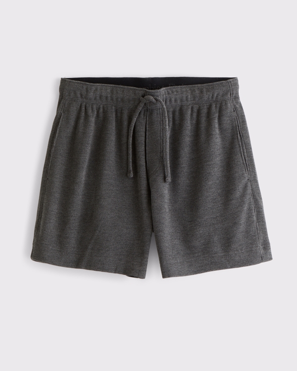 Waffle-Knit Lounge Short, Dark Gray Heather view 1