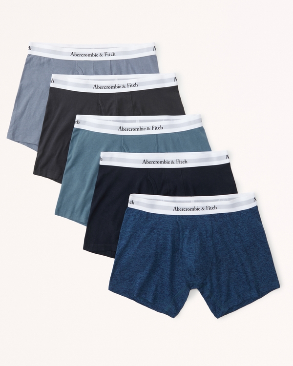 5-Pack Boxer Briefs, Navy Blue And Blue Pattern