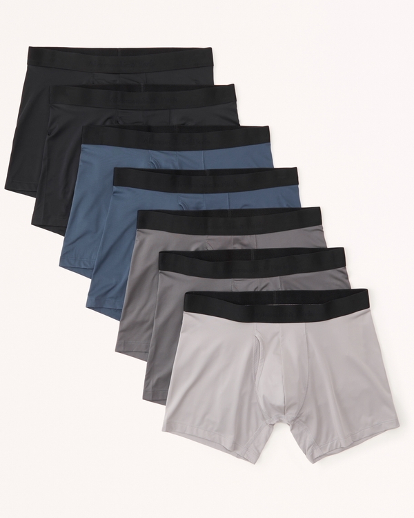7-Pack A&F Performance Boxer Briefs, Grey Blue And Black Multipack