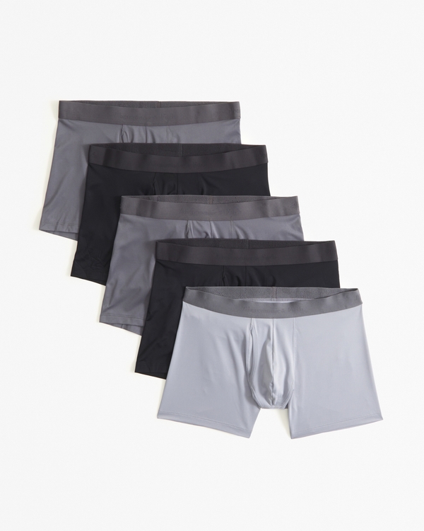5-Pack A&F Performance Boxer Briefs, Grey And Black