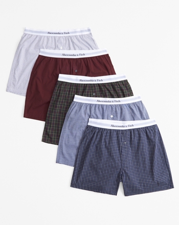 Men s 5 Pack Woven Logo Boxers Men s Underwear Abercrombie