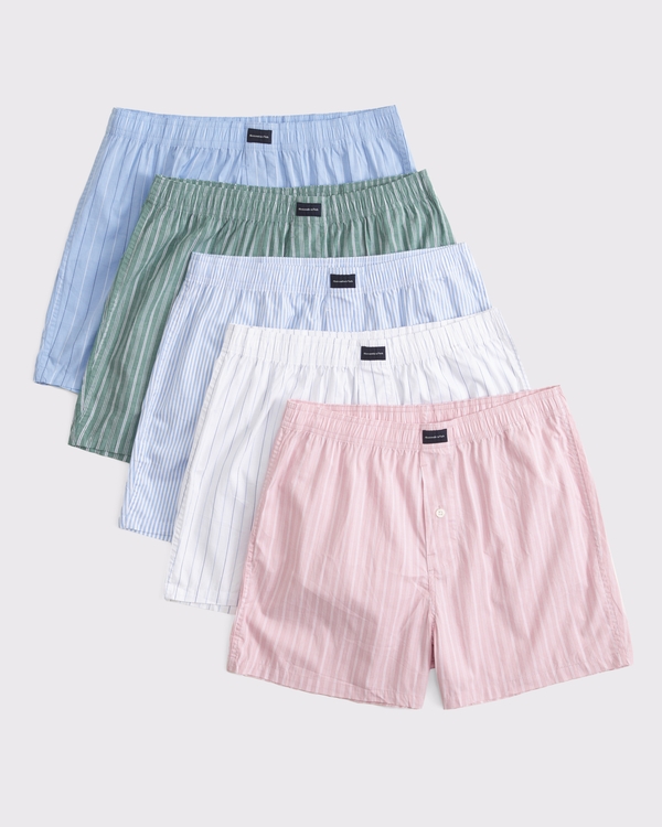 5-Pack Woven Logo Boxers, Red Multipack view 1