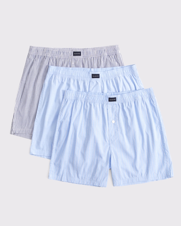 3-Pack Woven Logo Boxers, Blue Multipack view 1