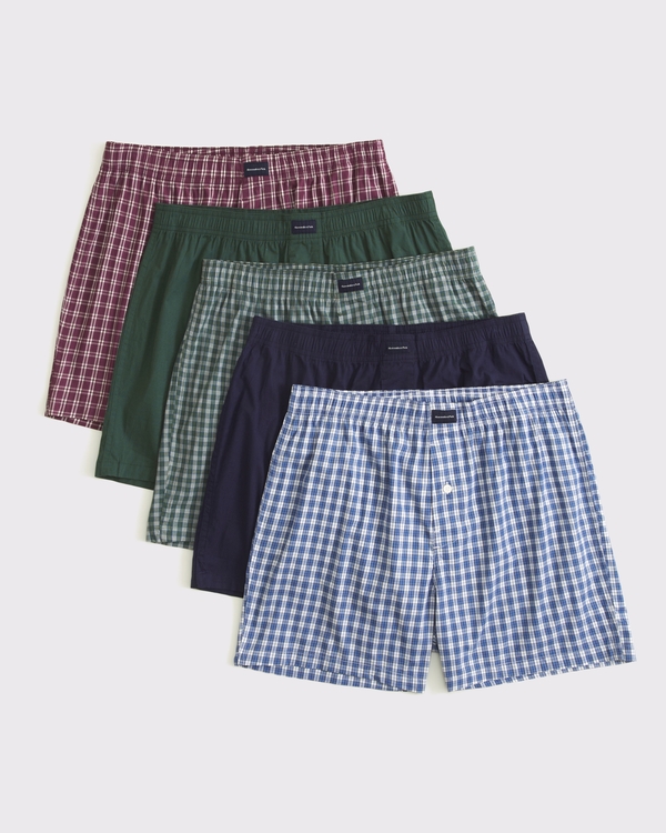 5-Pack Woven Logo Boxers, Blue Multipack view 1