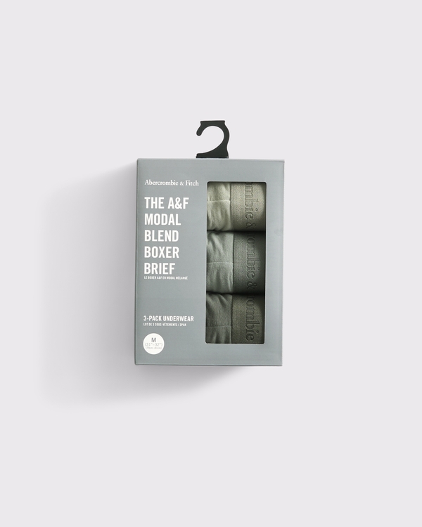 5" 3-Pack Modal Boxer Briefs, Olive Gray Multicolor view 2