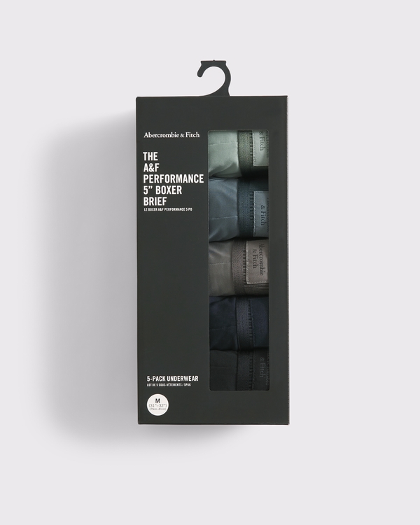 5" 5-Pack A&F Performance Boxer Briefs, Slate Gray Multicolor view 2