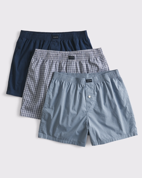 3-Pack Woven Logo Boxers, Blue Multicolor view 1