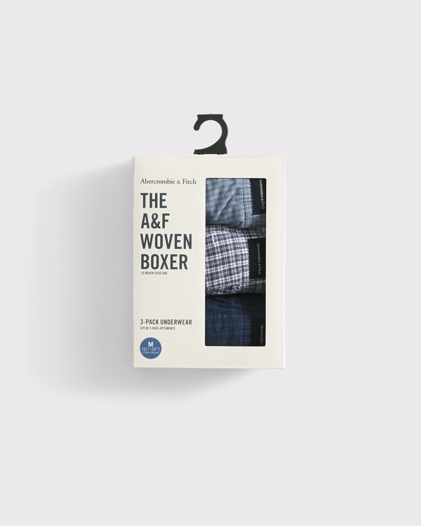 3-Pack Woven Logo Boxers, Blue Multicolor view 2