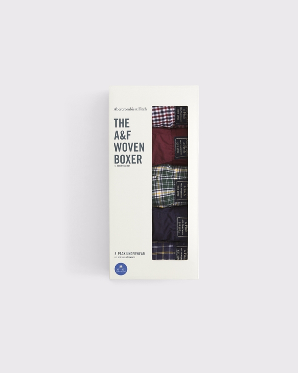 5-Pack Woven Logo Boxers, Blue Mutlipack view 2