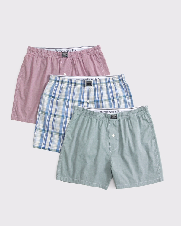 3-Pack Woven Logo Boxers, Green Multipack view 1