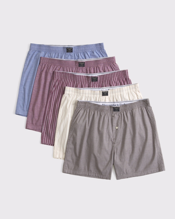 5-Pack Woven Logo Boxers, Gray Multipack view 1