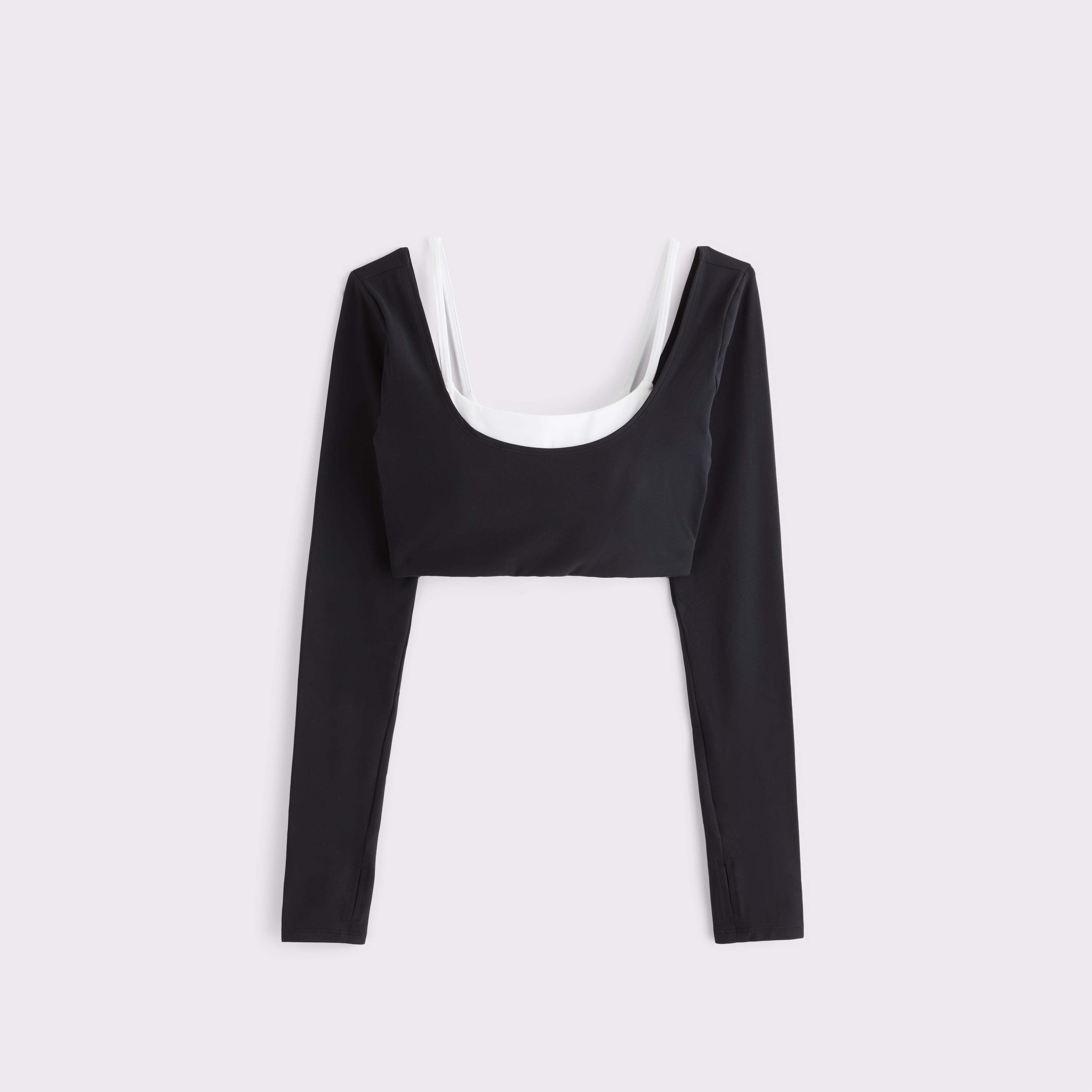 Женский топ Abercrombie & Fitch YPB studioFLEX Double-Layered Top, цвет: Чёрный — фото 1