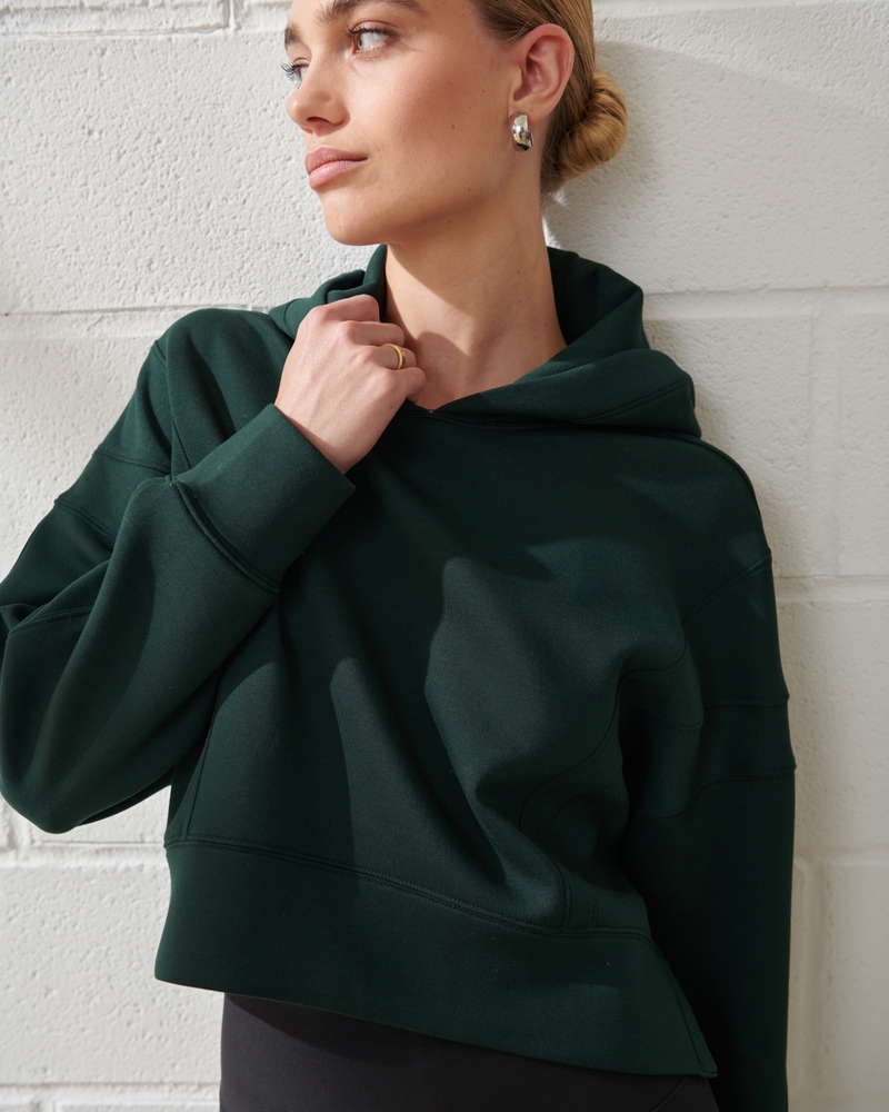 Women's YPB neoKNIT Wedge Popover Hoodie in Deep Evergreen | Size XL | Abercrombie & Fitch