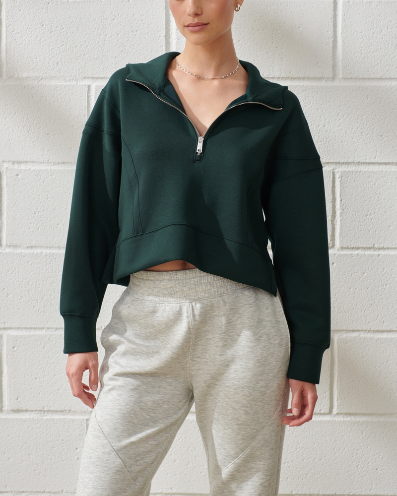 Navy Scuba half-zip cotton-blend cropped sweatshirt, lululemon