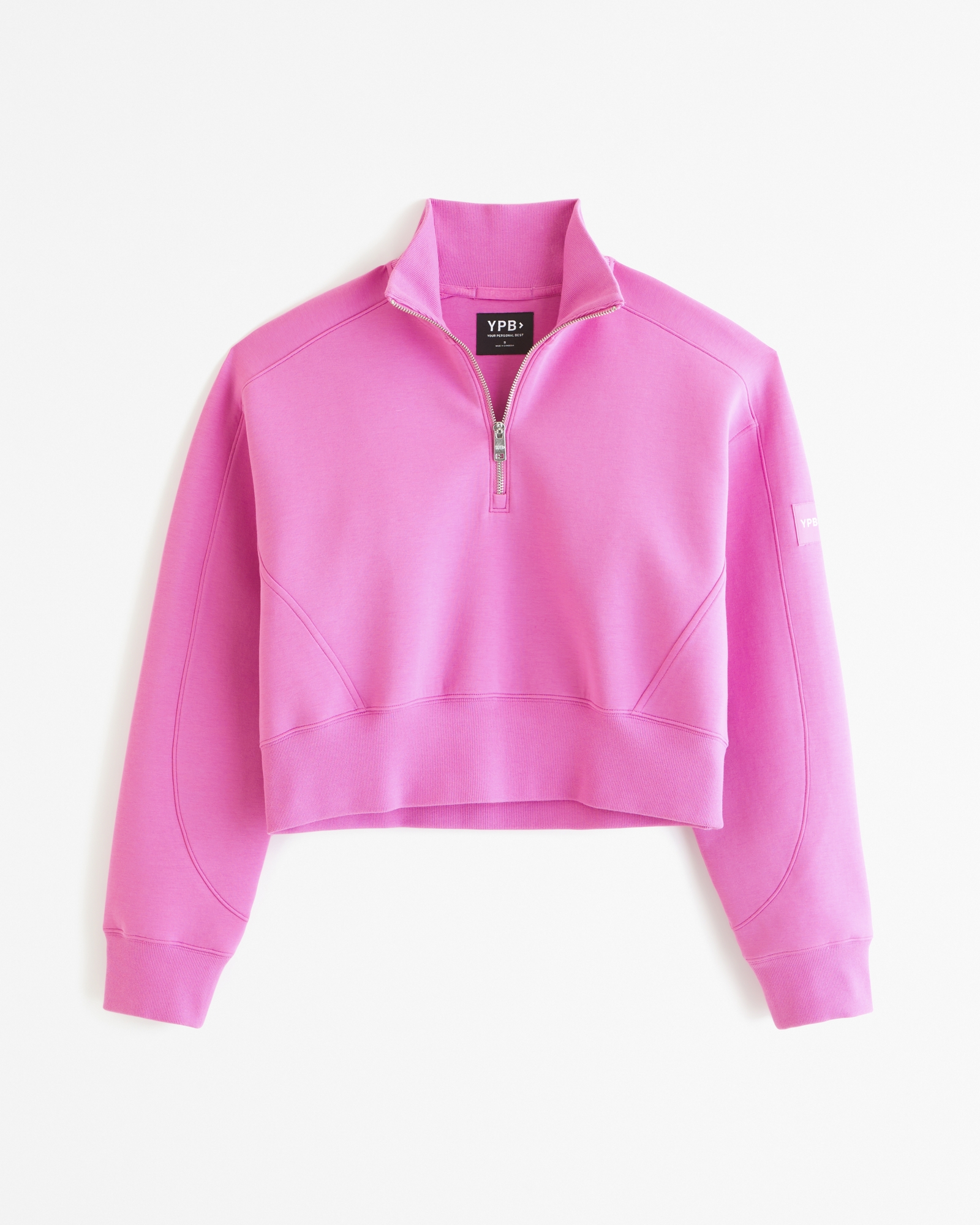 Hollister Sweater Womens XS Pink 1/4 Zip Sherpa Lined Collar Long Sleeve