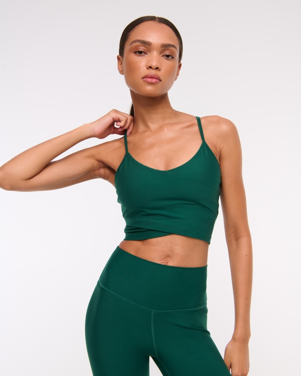 YPB sculptLUX Wrap-Front Cami Slim Tank, Emerald