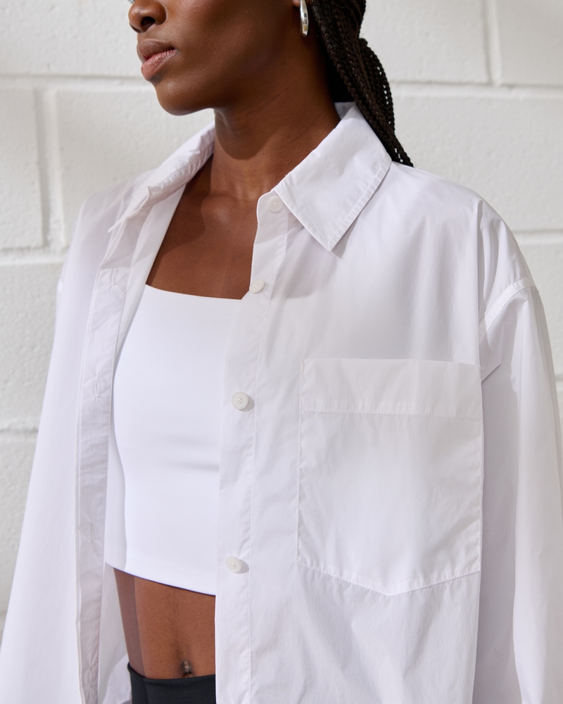 YPB Crinkle Nylon Button-Up Shirt