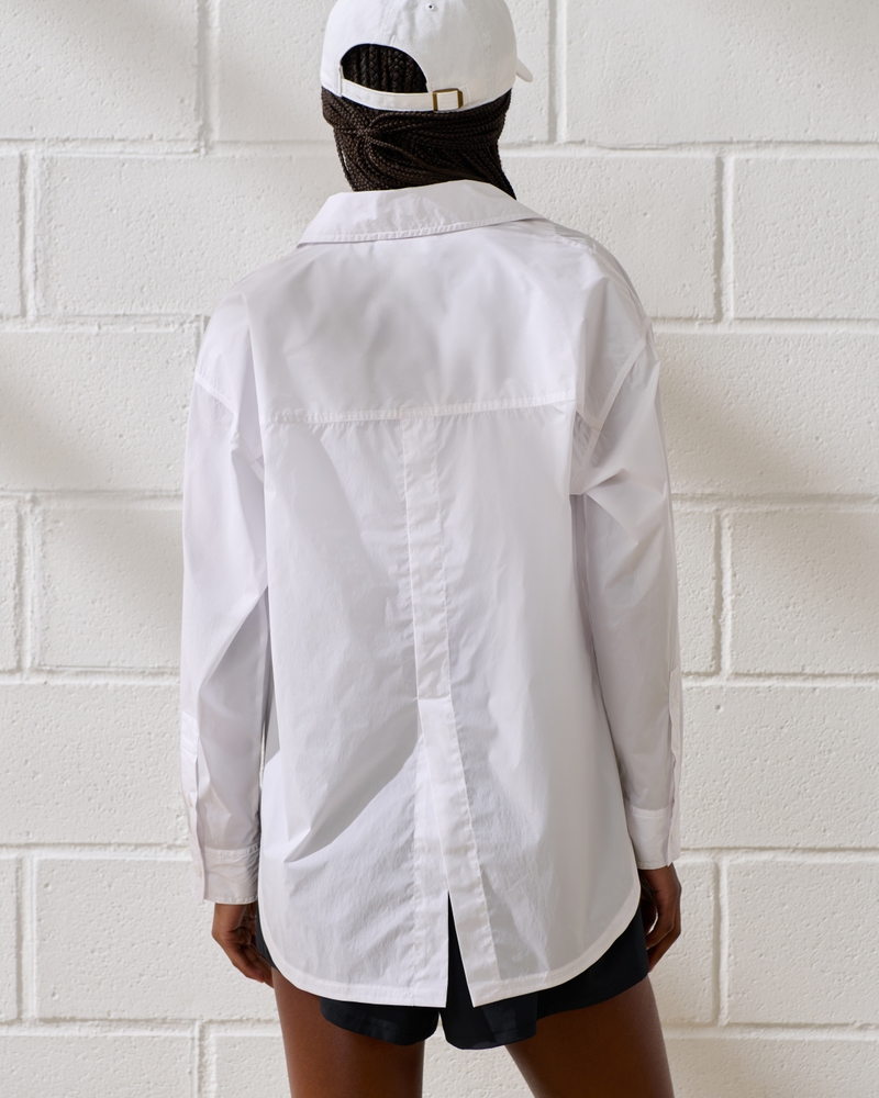 YPB Crinkle Nylon Button-Up Shirt