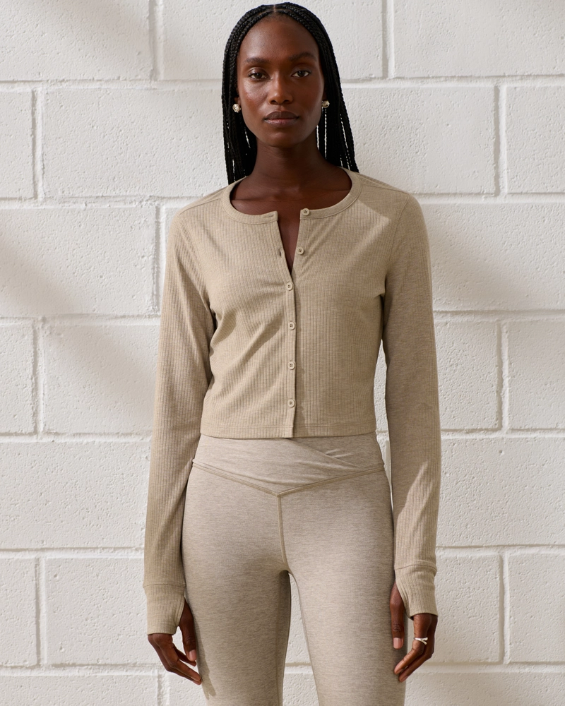 YPB Active Rib Button-Up Cardigan
