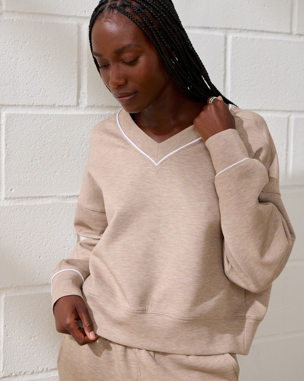 YPB neoKNIT V-Neck, Light Brown Print view 1