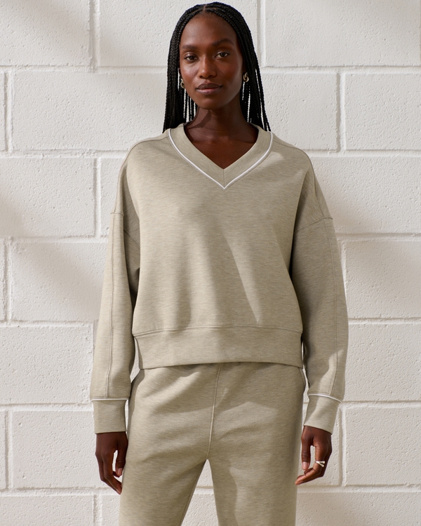 YPB neoKNIT V-Neck, Light Brown Print view 2