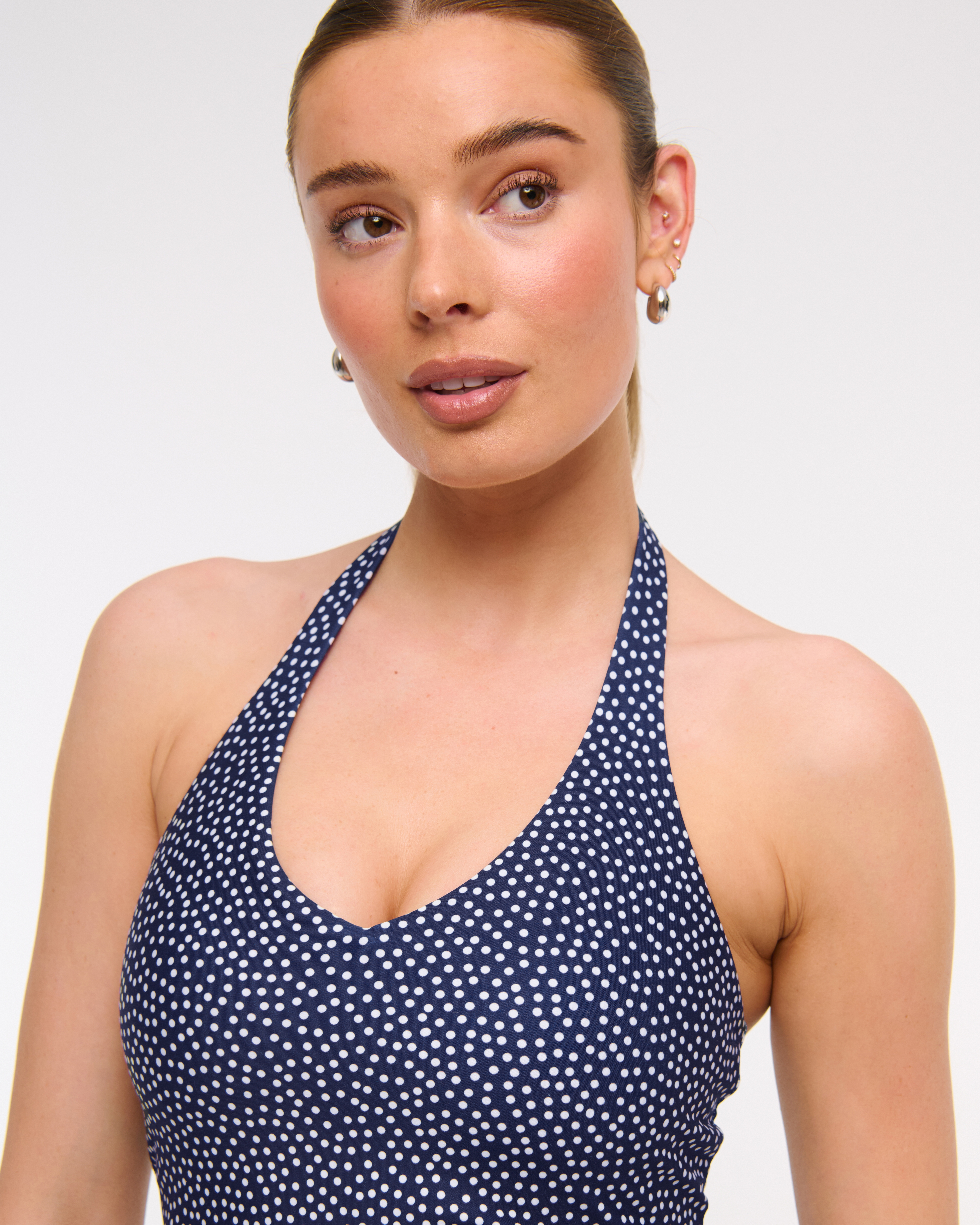 Abercrombie & Fitch Ypb Sculptlux Halter Tank In Blue