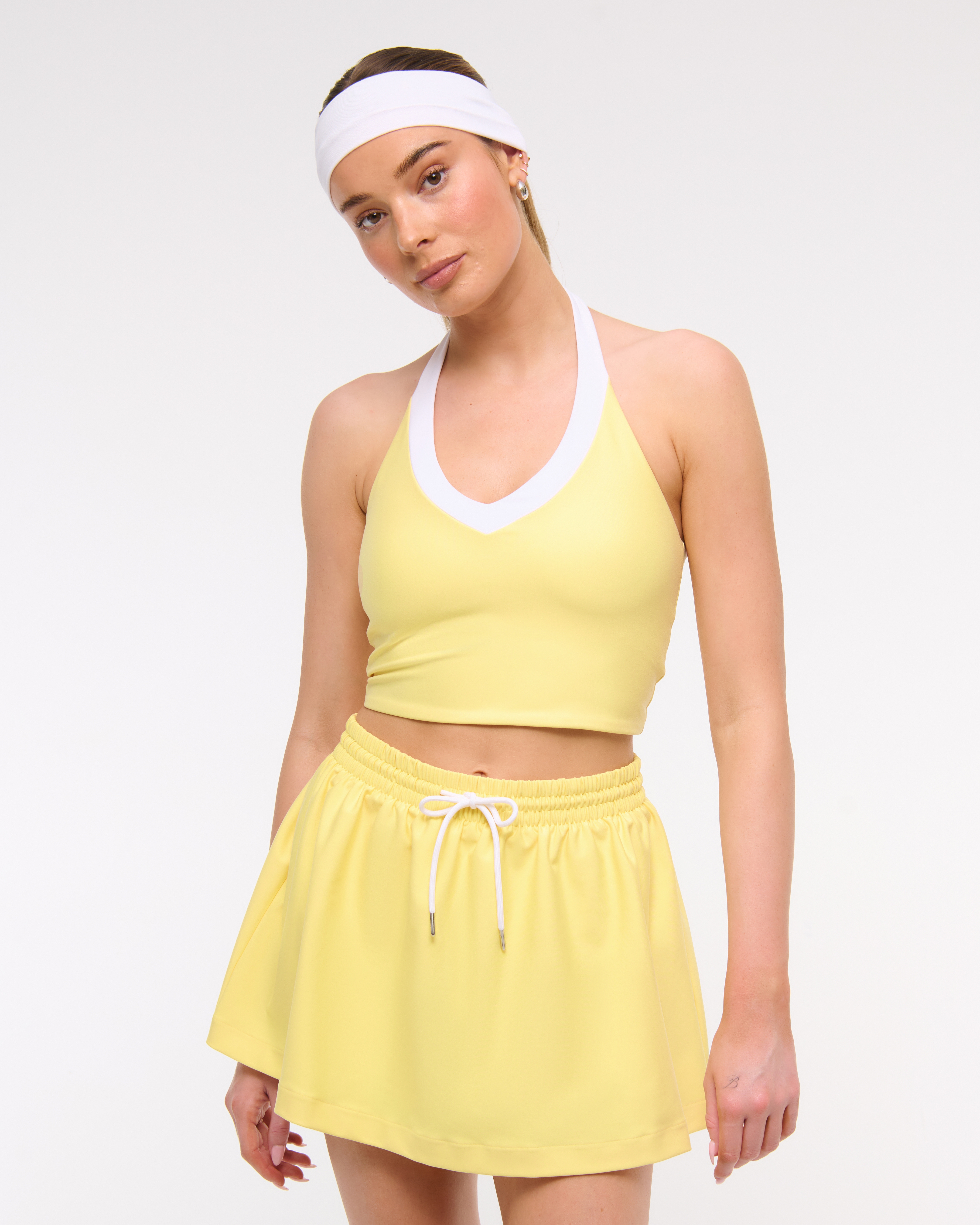 Abercrombie & Fitch Ypb Sculptlux Halter Tank In Yellow