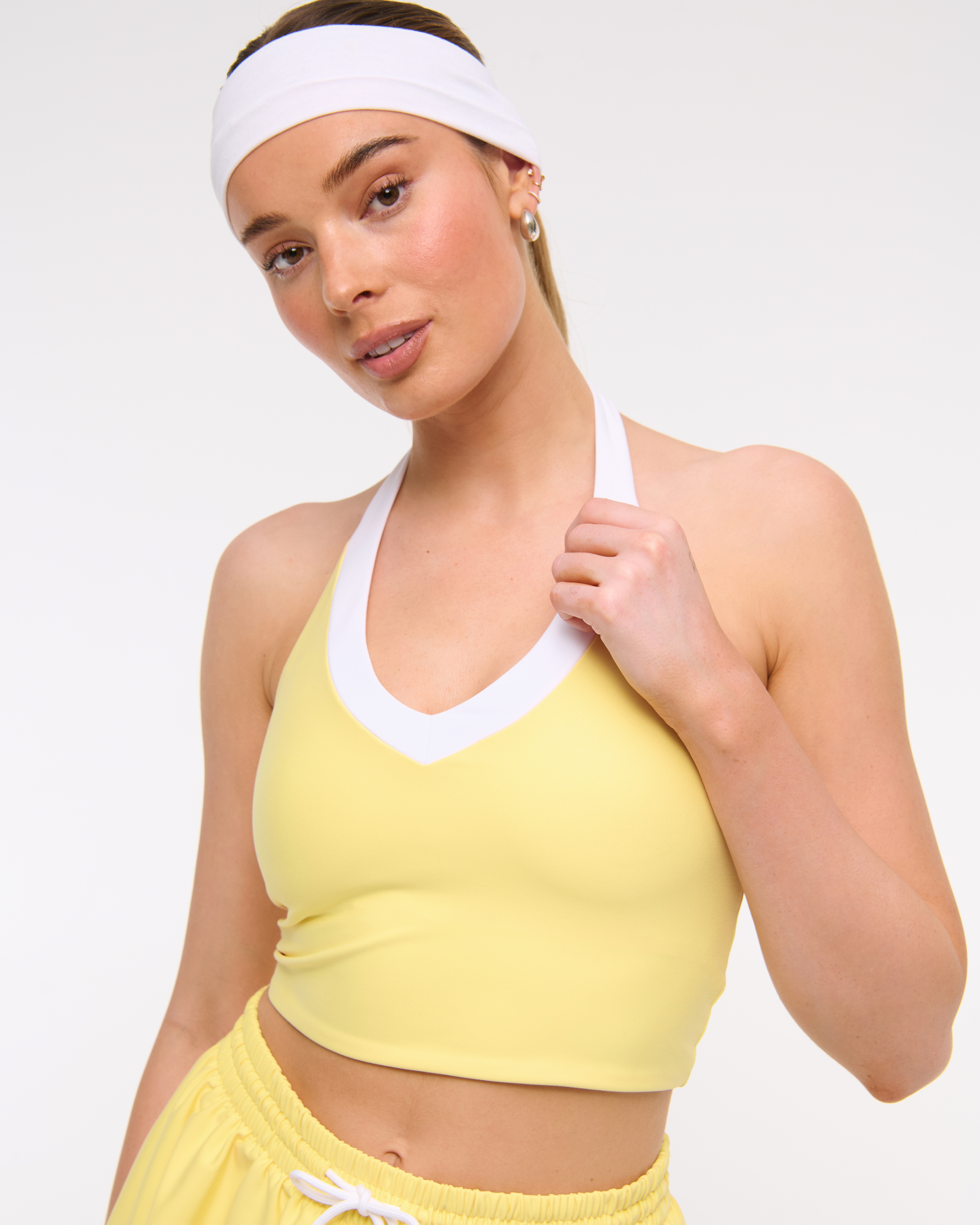 Abercrombie & Fitch Ypb Sculptlux Halter Tank In Yellow