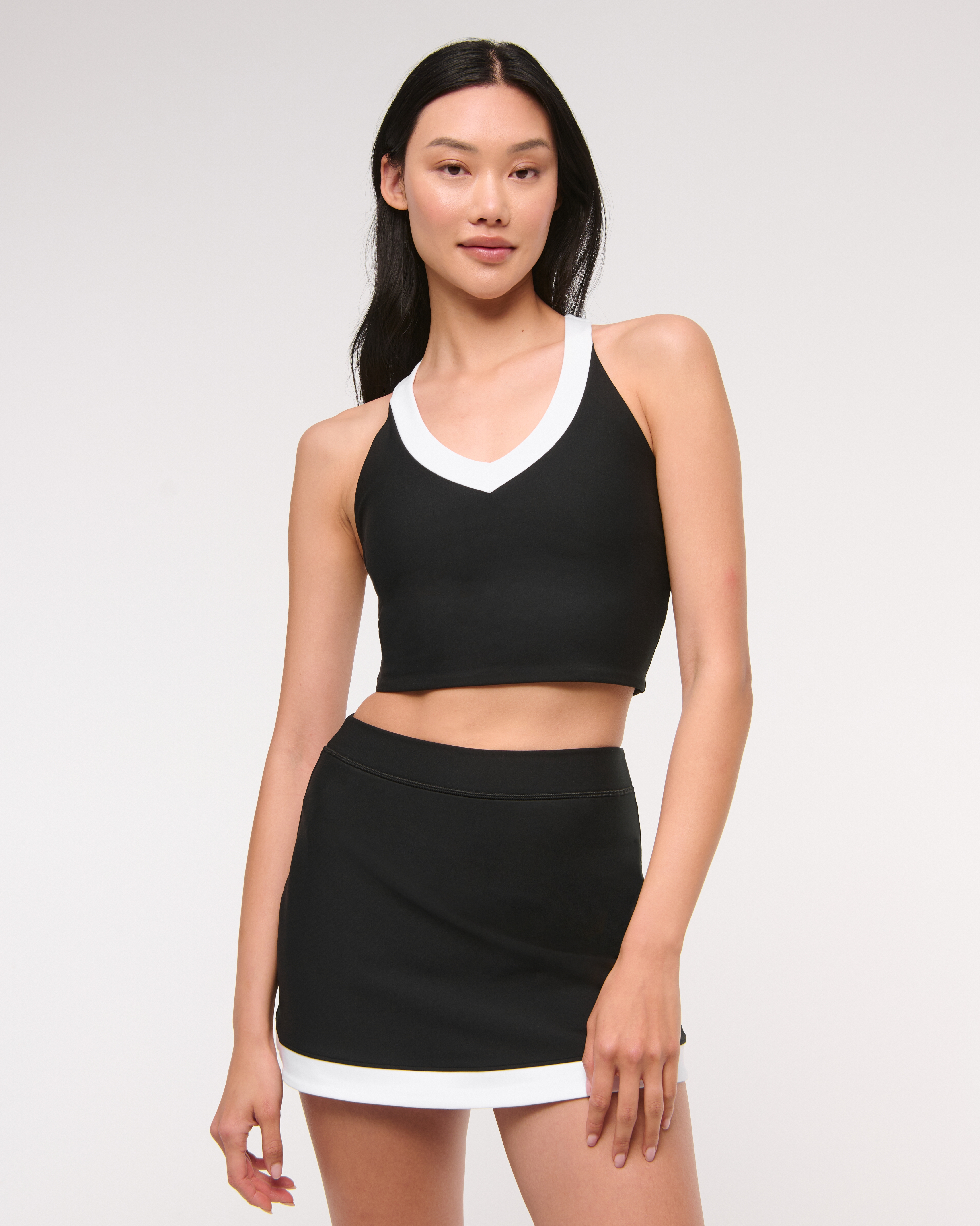 Abercrombie & Fitch Ypb Sculptlux Racerback V-neck Tank In Black