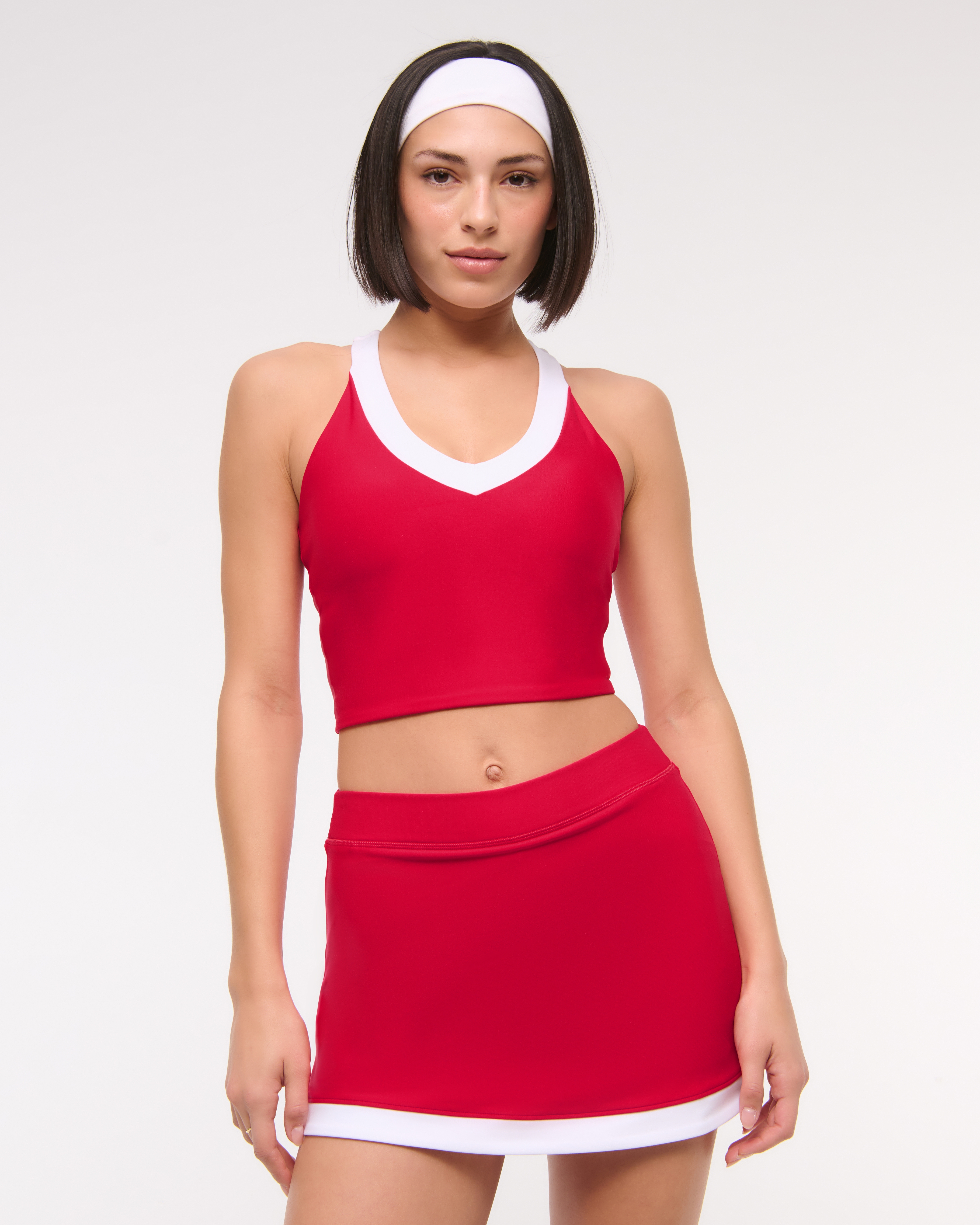 Abercrombie & Fitch Ypb Sculptlux Racerback V-neck Tank In Red