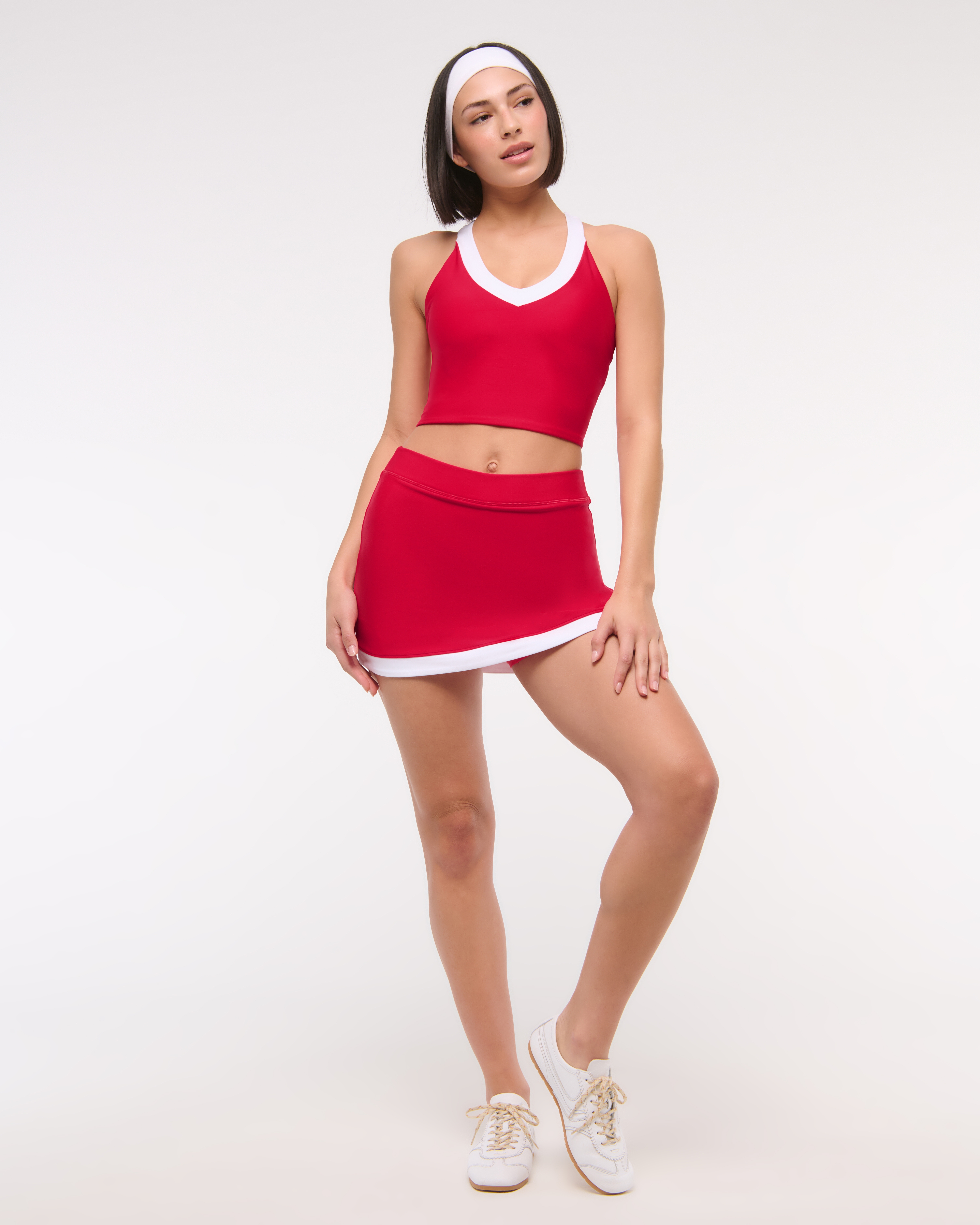 Abercrombie & Fitch Ypb Sculptlux Racerback V-neck Tank In Red