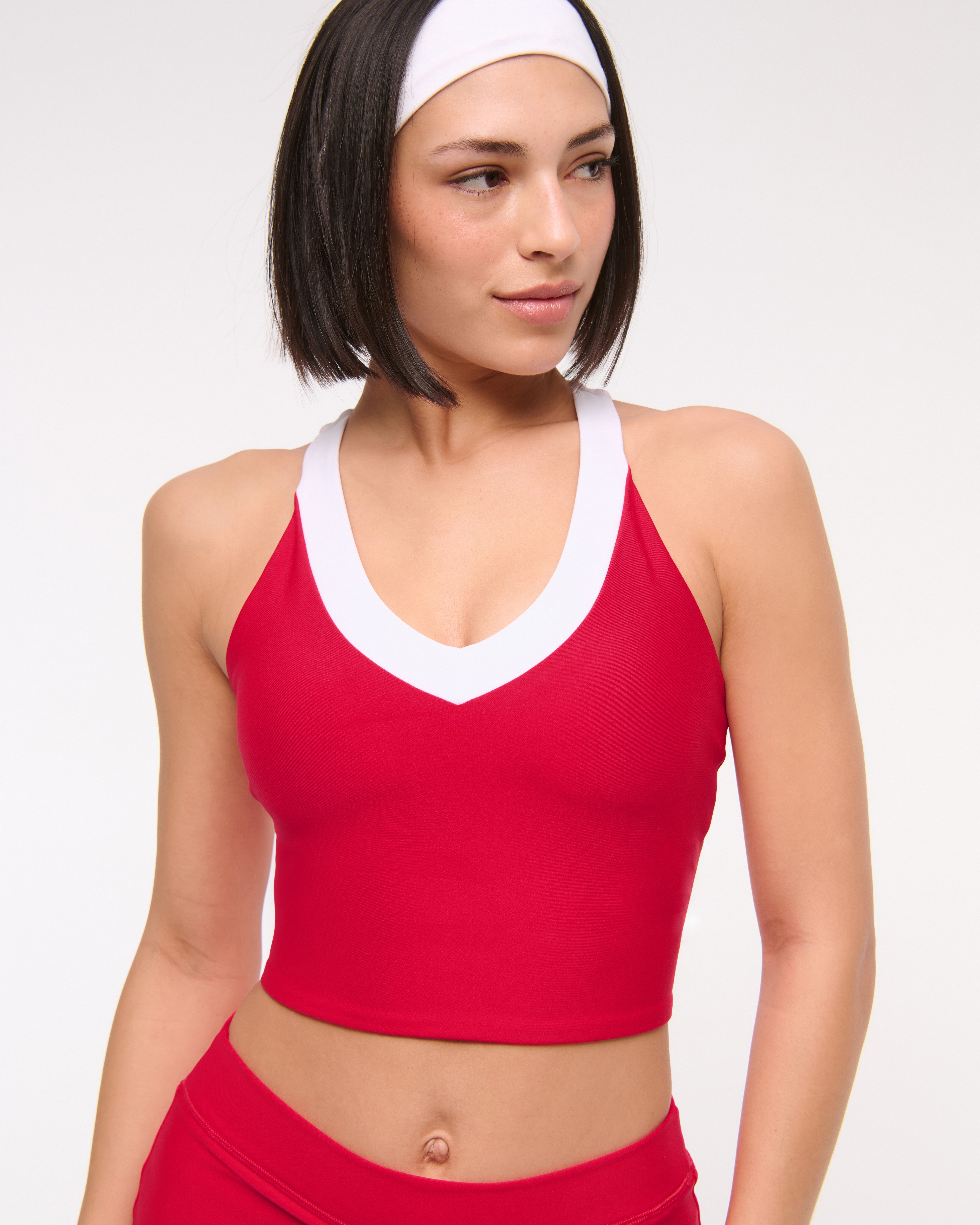 Abercrombie & Fitch Ypb Sculptlux Racerback V-neck Tank In Red
