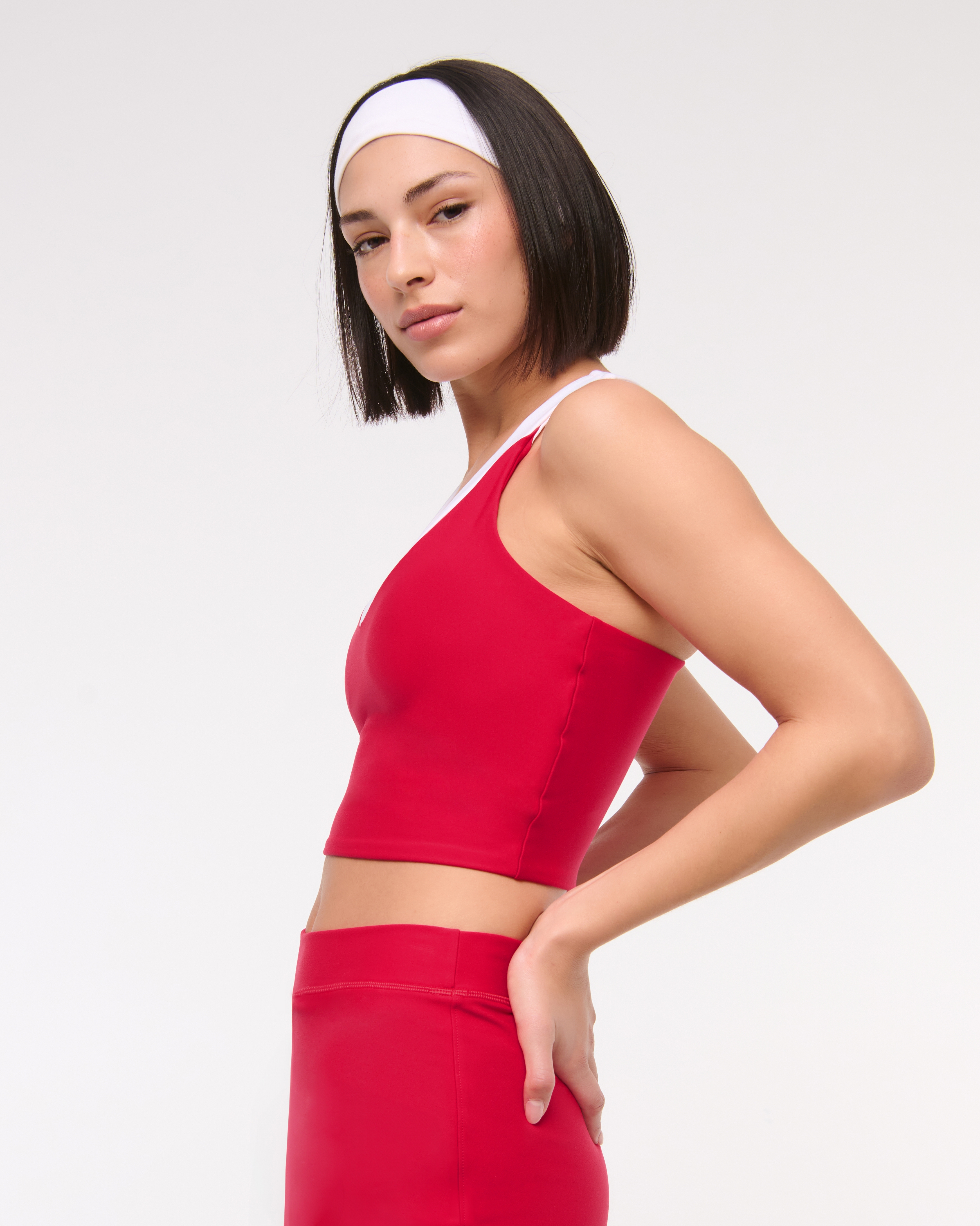 Abercrombie & Fitch Ypb Sculptlux Racerback V-neck Tank In Red