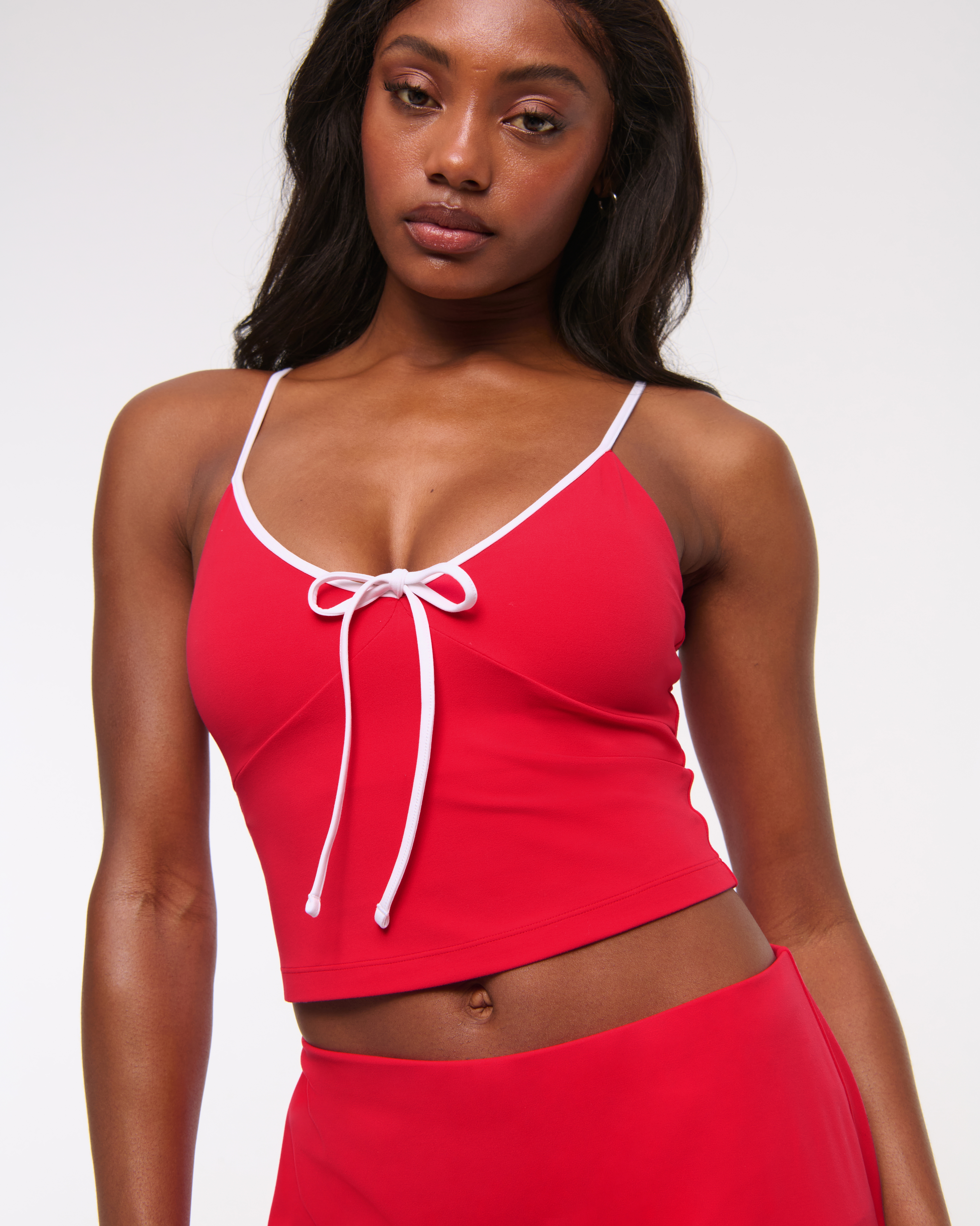 Abercrombie & Fitch Ypb Studioflex Tie V-neck Tank In Red