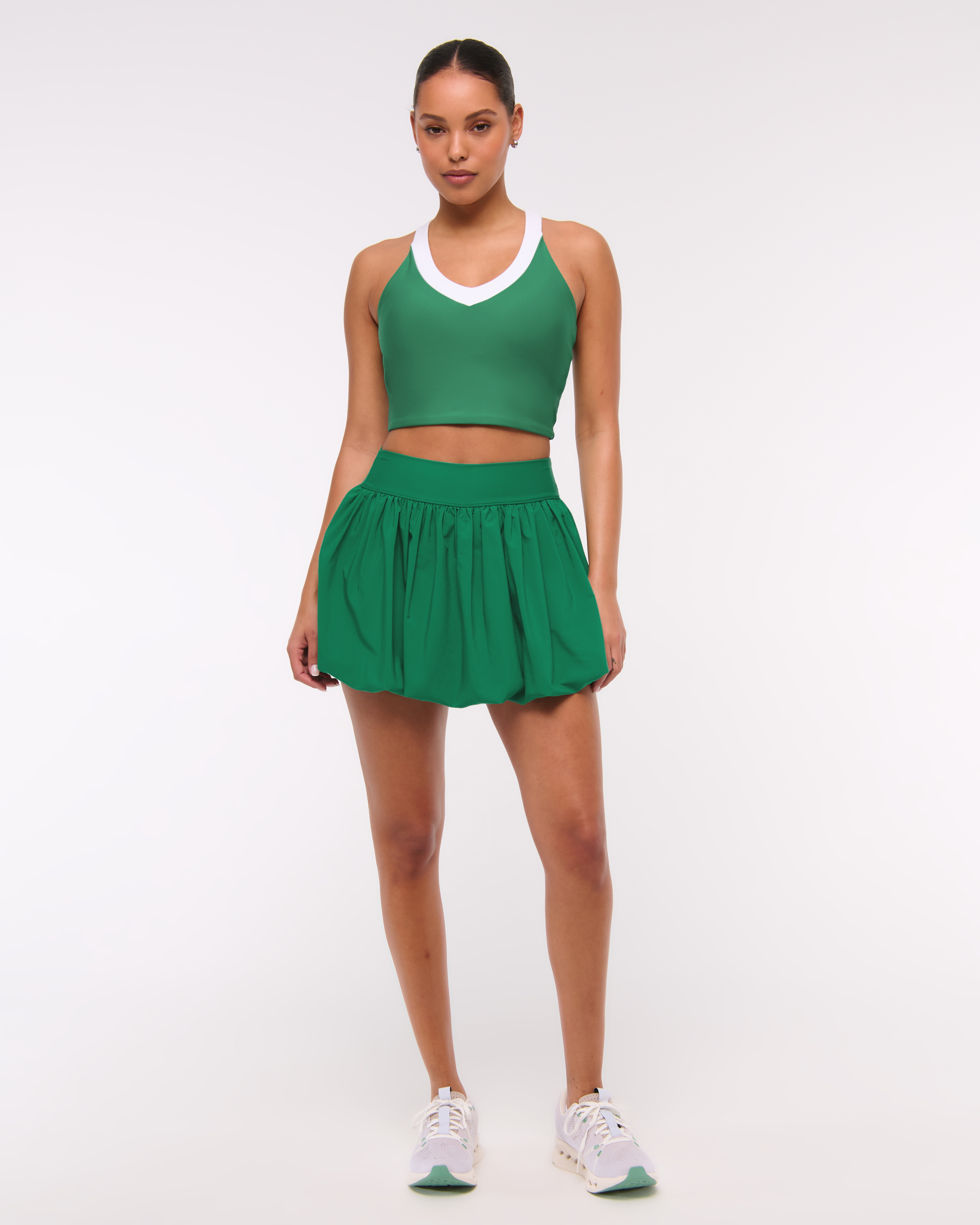 Abercrombie & Fitch Ypb Sculptlux Racerback V-neck Tank In Green