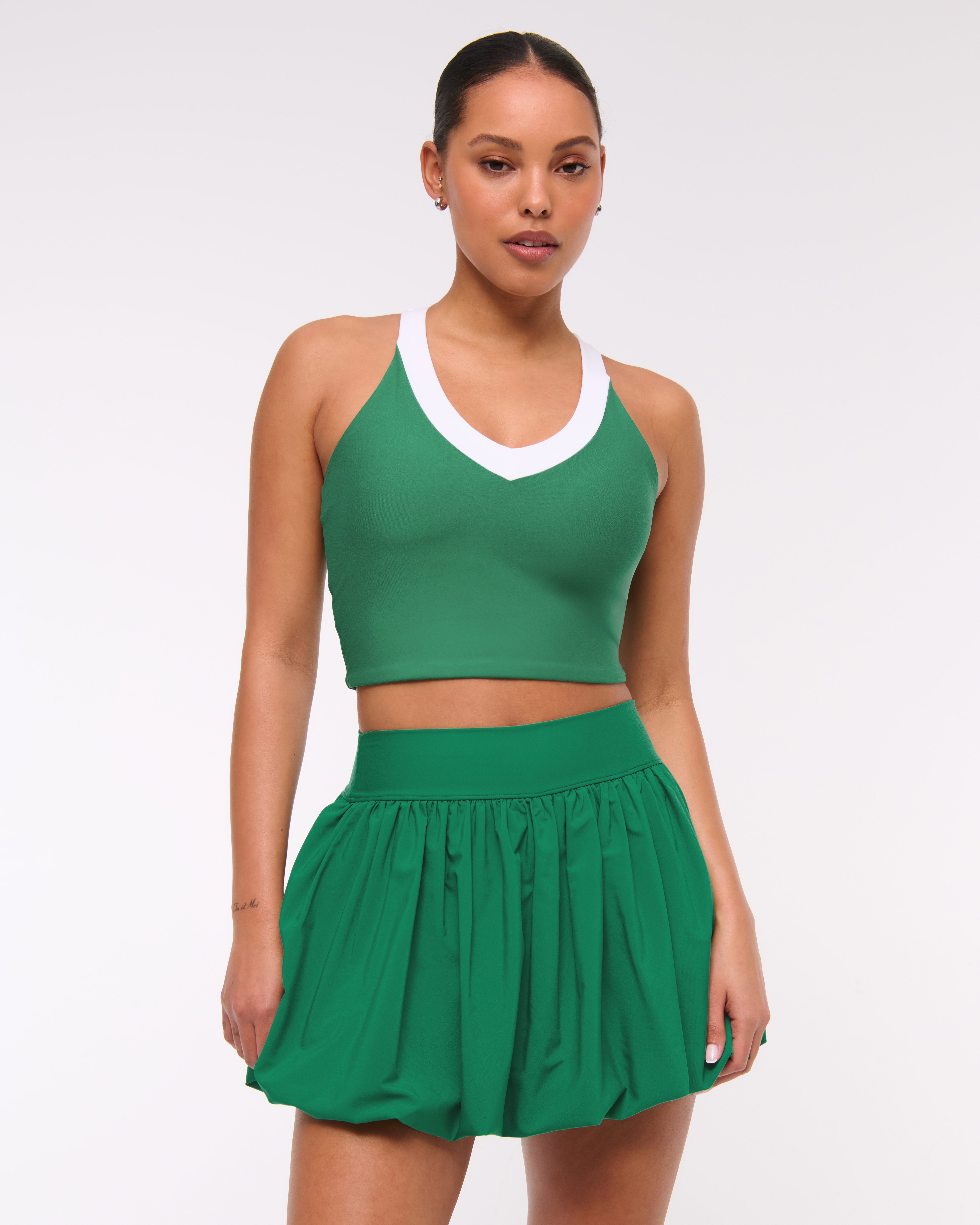 Abercrombie & Fitch Ypb Sculptlux Racerback V-neck Tank In Green