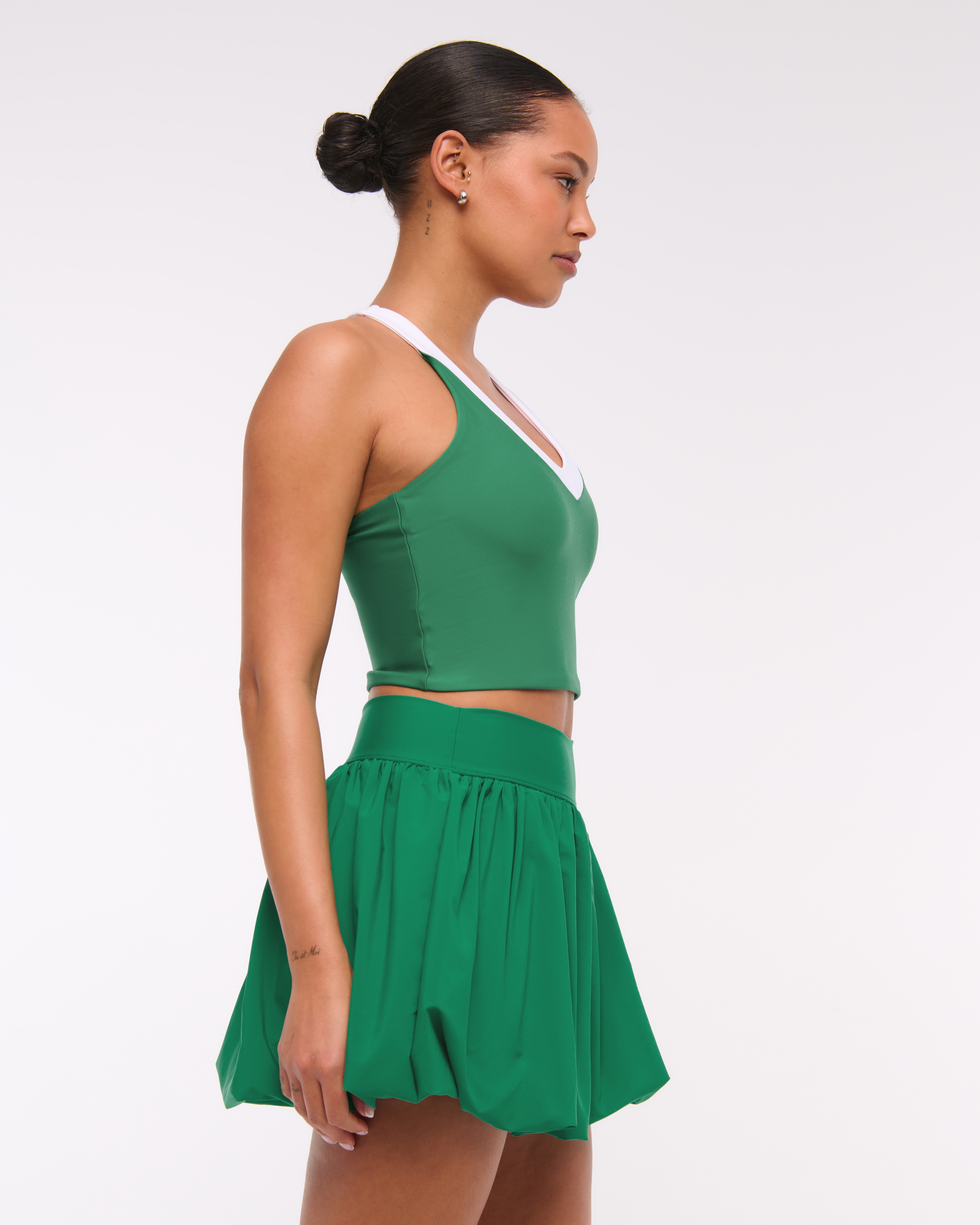 Abercrombie & Fitch Ypb Sculptlux Racerback V-neck Tank In Green