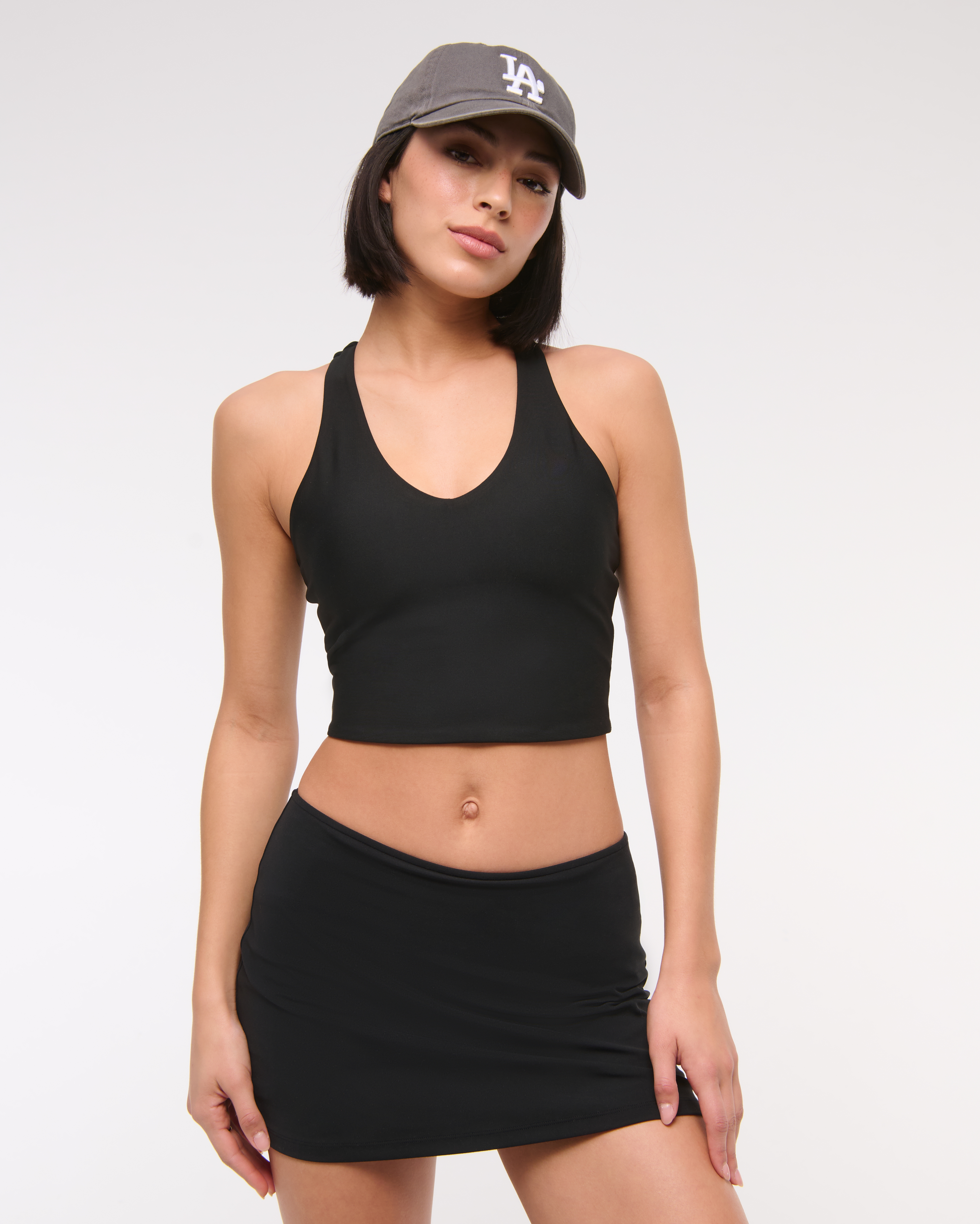 Abercrombie & Fitch Ypb Sculptlux Racerback V-neck Tank In Black